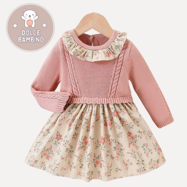 Vestido de punto con recortes de volantes