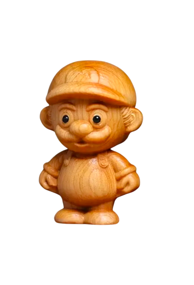 Echtholzfigur Mario handgeschnitzt