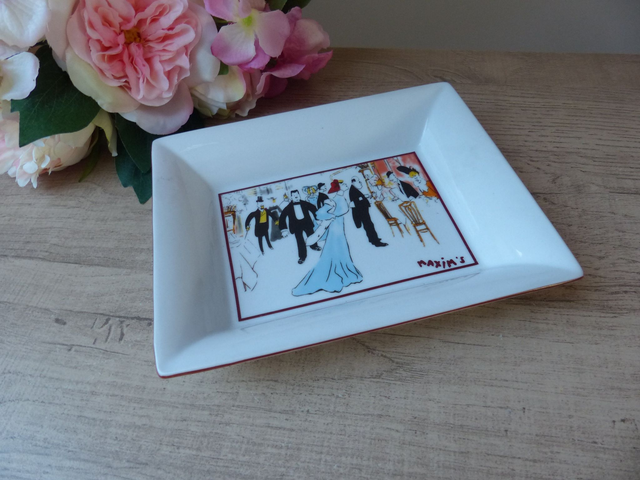 Vide-Poche Cendrier MAXIM’S Années 1980 - Art Nouveau, Plat à Bijoux ou Gourmandises, Plat Apéritif ou Chocolats - Déco Vintage Chic Cadeau