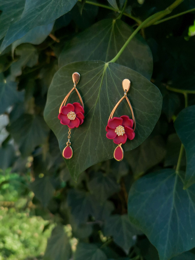 Collection Florale Pétale Pourpre - Boucles d&#039;oreilles Florence
