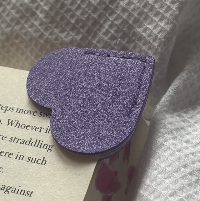 Personalised Leather Heart Bookmark | Purple | Engraved