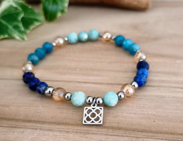 Bracelet "Émotive" Amazonite, Lapis lazuli et Apatite