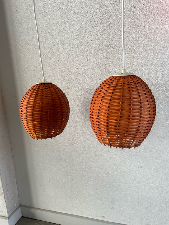 Set Rieten Lampen Oranje