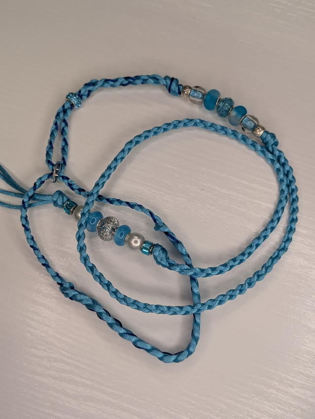 Käsin punottu näyttelytalutin, turkoosi/sininen