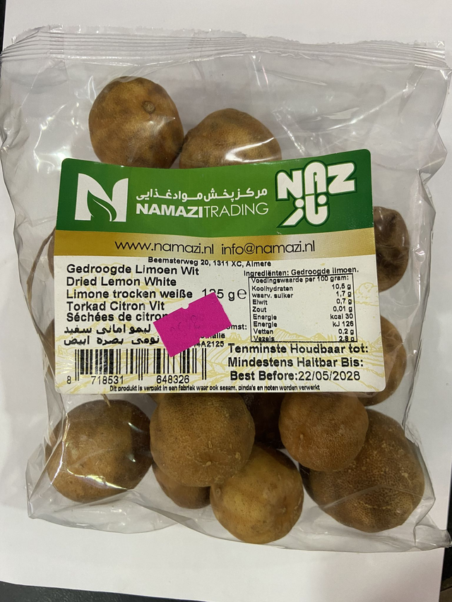 DRIED LEMON WHITE 125G - NAMAZI