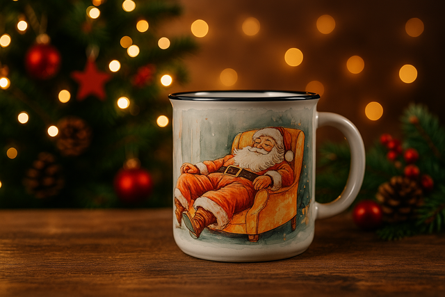 Tasse en Céramique de Noël – Père Noël Assoupi dans son Fauteuil