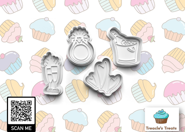 Engagement Theme Fondant/cookie stamps with cutters