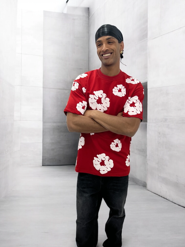 TEE-SHIRT MOTIF FLEUR INVICTUS PARIS HOMME