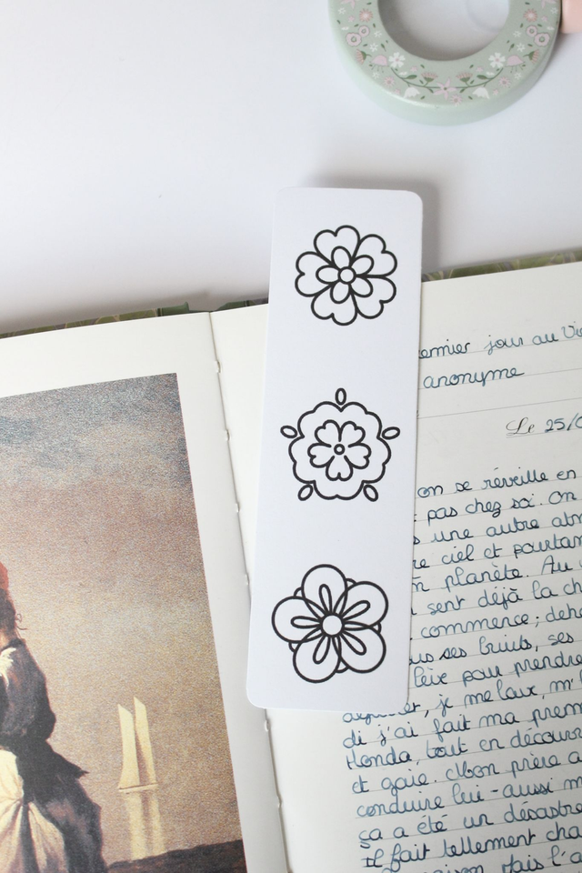 Marque-page « Fleurs asiatiques » à colorier