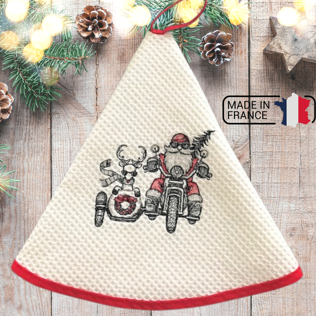 Essuie-Mains Rond Père NOËL moto 