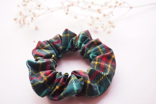 Green Tartan Scrunchie 