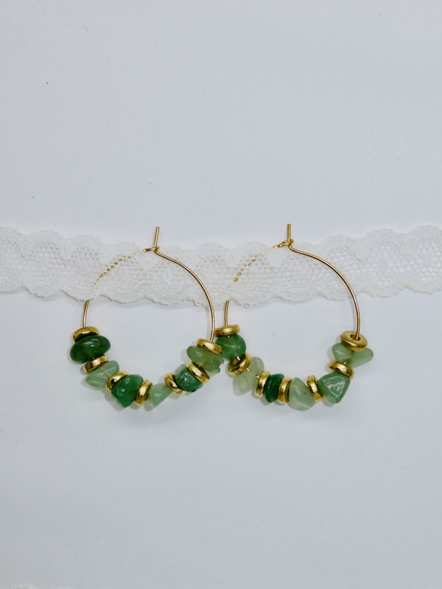 Créole en Aventurine verte