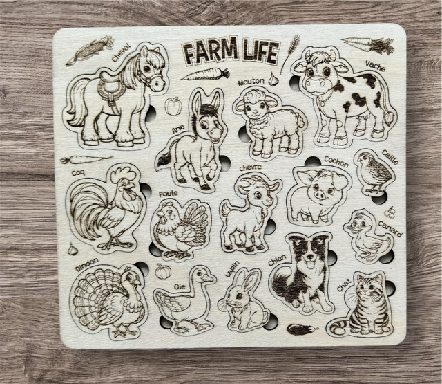 Puzzle animaux à colorier