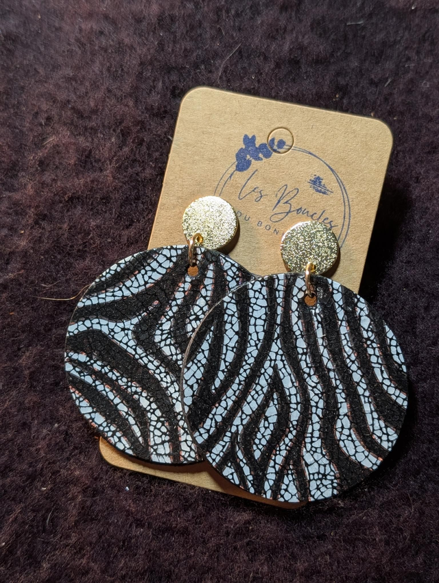 Boucles d'oreilles Moon zèbre mo701