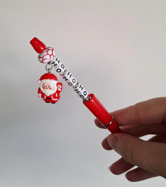 Ho Ho Ho beaded pen with Santa charm