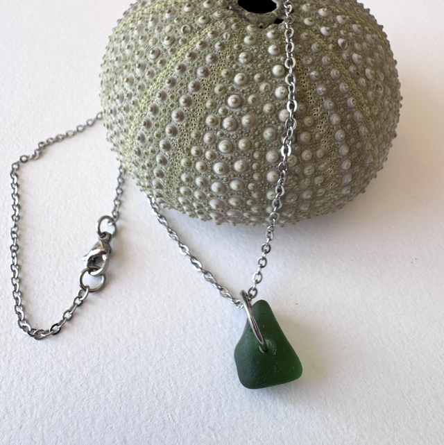 Collier Trésor marin argenté vert foncé 