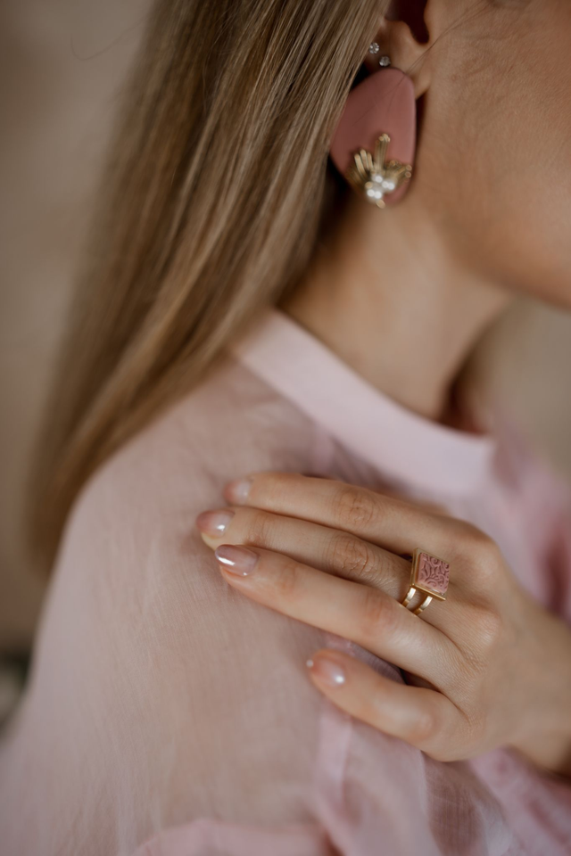 Ring with Polymer Clay ~ Iris