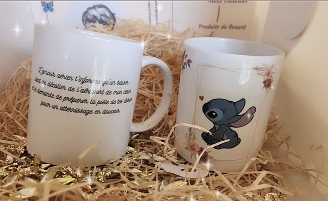 Mug stitch  &quot; Bisous qui vol &quot; sur commande 