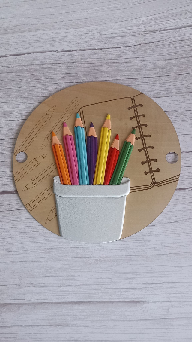Décor POT de CRAYONS- pour Message de Classe Personnalisé