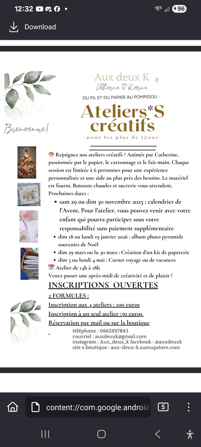 atelier créatif à l'unité pour les plus de 12 ans