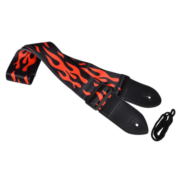 Printed Design Webbing Guitar Strap Red Flame