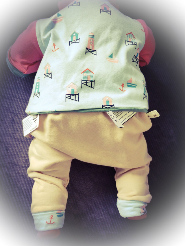 B* 3/6 MOIS Lot Pantalon + gilet BEACH