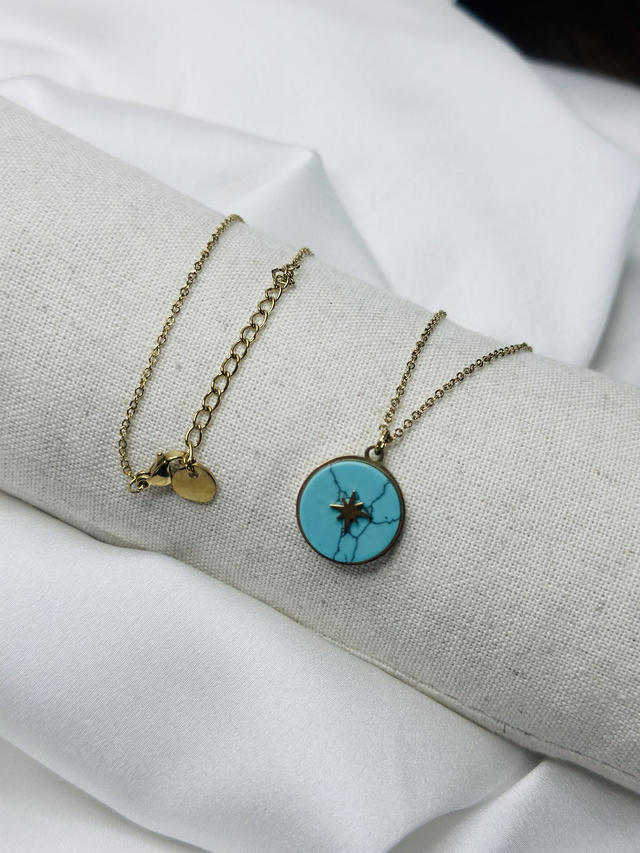 50- Collier rond bleu 