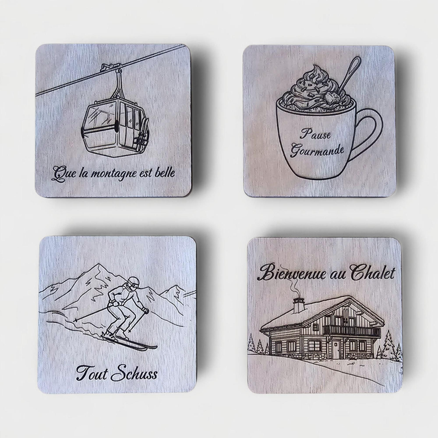 Dessous de verre carré (x4) - thème hiver