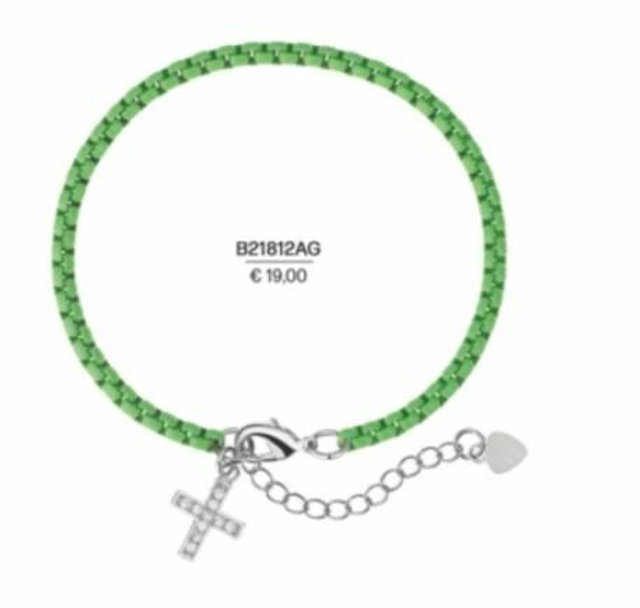 Bracciale acciaio e smalto con ciondolo in argento 925