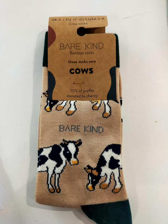 Cow bamboo socks. Size 4-7 cow