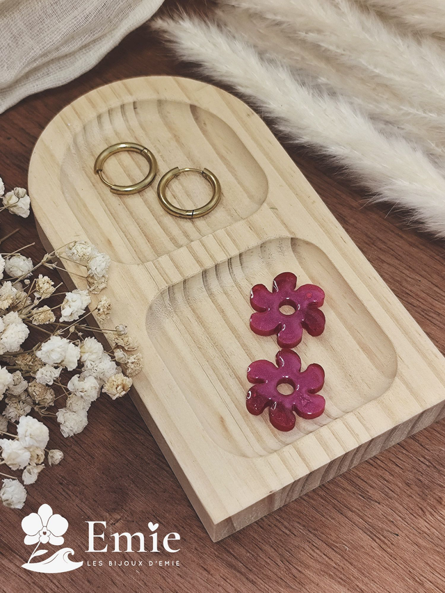 Pampilles Bicolores - Lola🌸 — Rose & rouge mix - Résine Epoxy