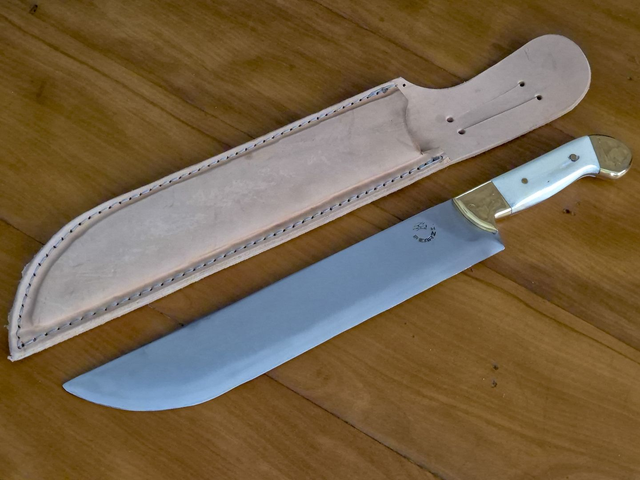 Facão Bruto Aço Inox 420c 12 Pol Cabo Osso Bovino Com Bainha