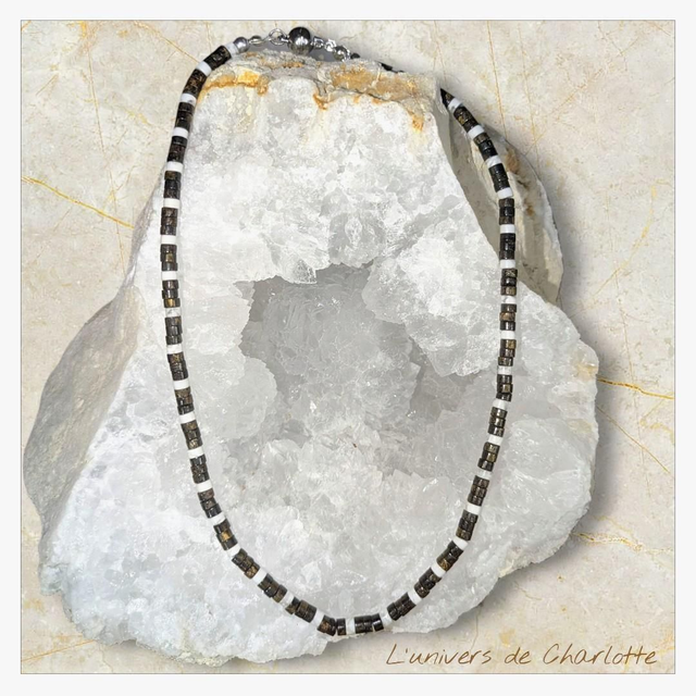Collier "Bronzite & Howlite" CH-6