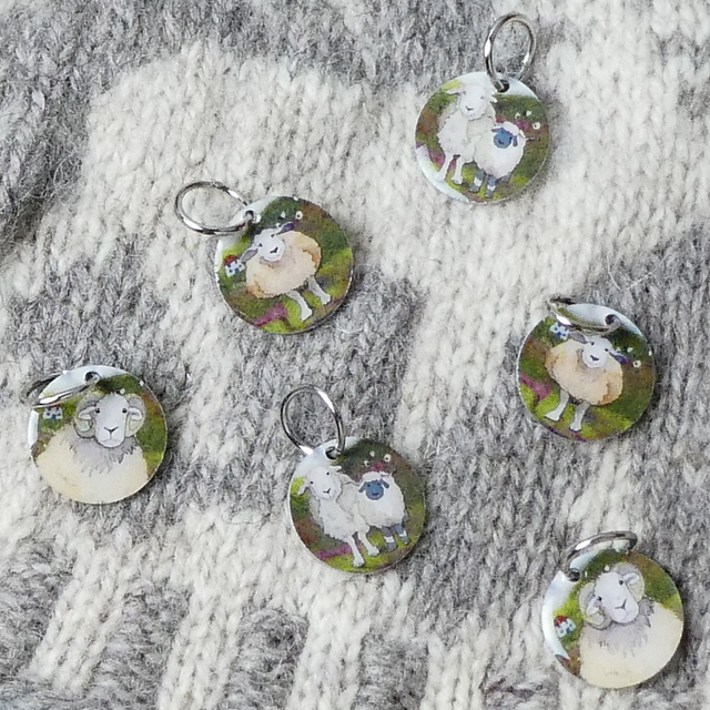 Stitch Marker Knitting - Felted Sheep set of six