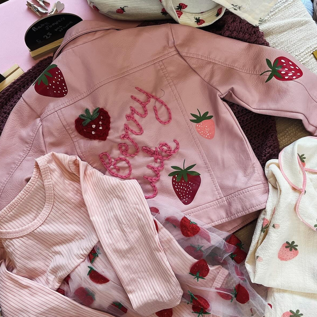 “Berry Cute” leather Jacket - 2-3 years 