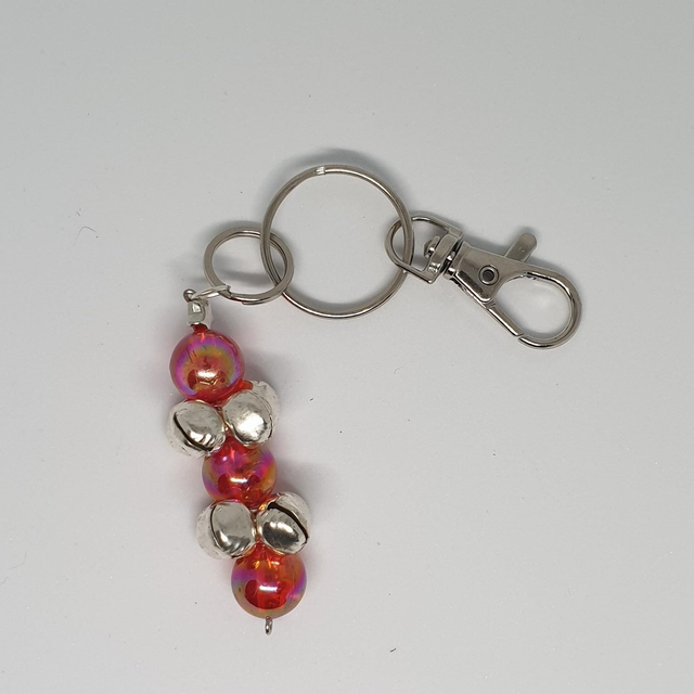Jingle Bells Beaded Bag Charm Keyring 