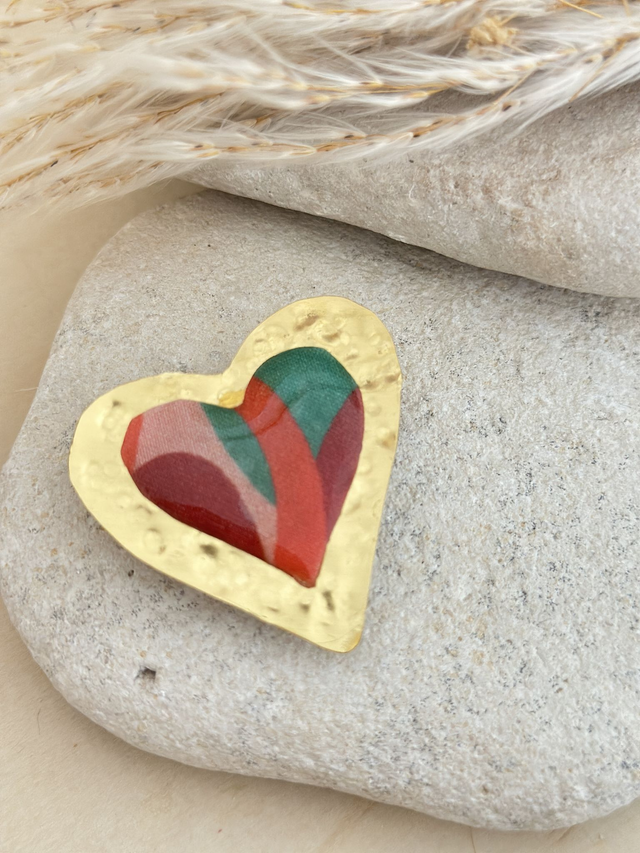 COEUR  LAITON ET TISSU MULTICOLOR