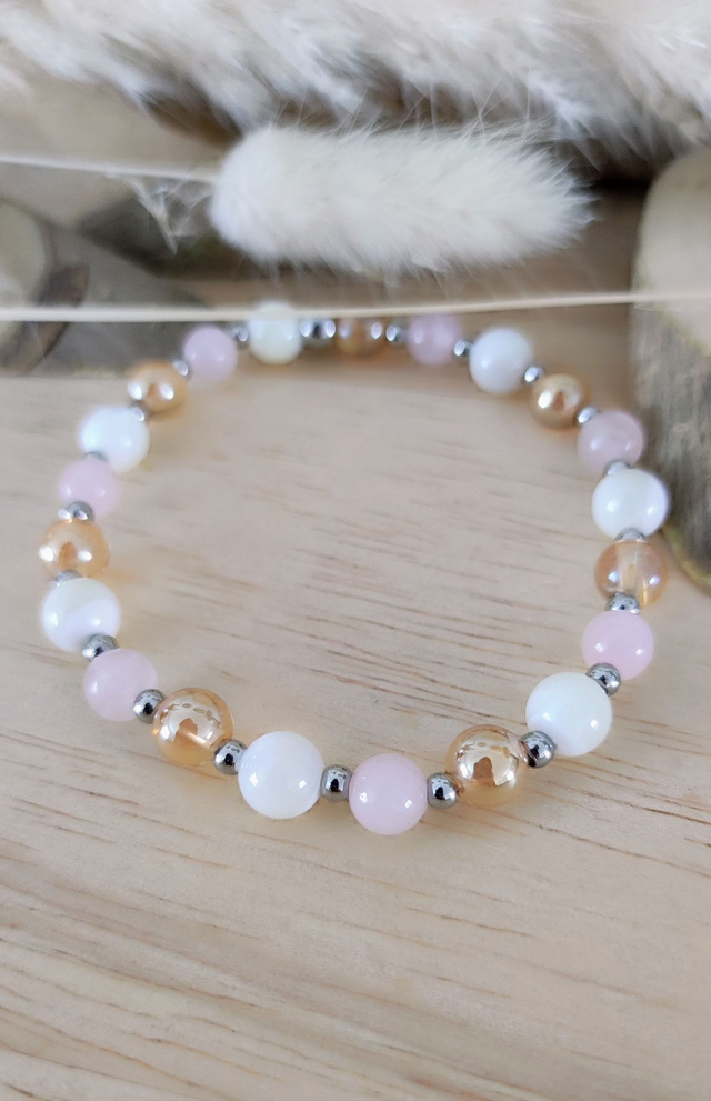 Bracelet "Bien-être" en Nacre et Quartz rose