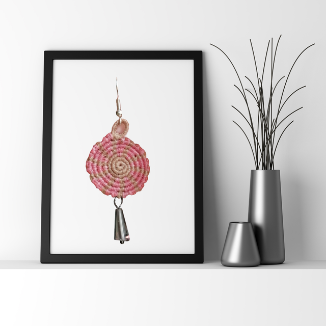 Boucles d'oreilles spirales rose et crème