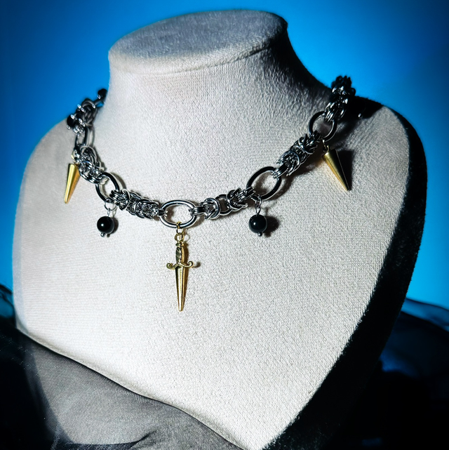 Collier ARMURE obsidienne œil céleste 