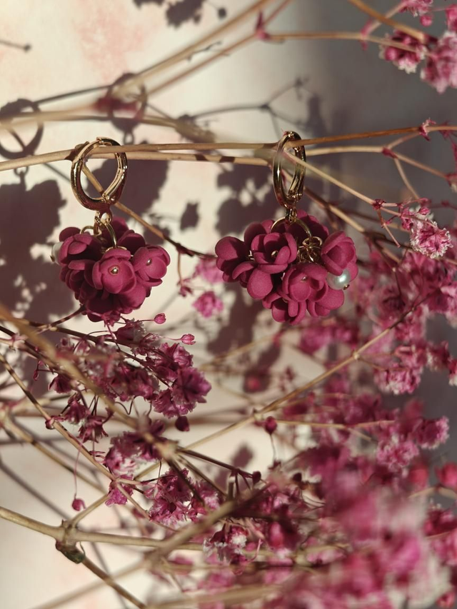 Boucles Hortensias fushia foncé 