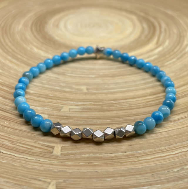 Blue Howlite Signature Stretch Bracelet Silver