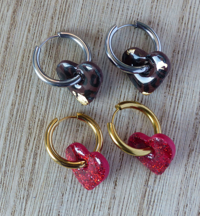 Paires de pampilles réversibles "Coeur"