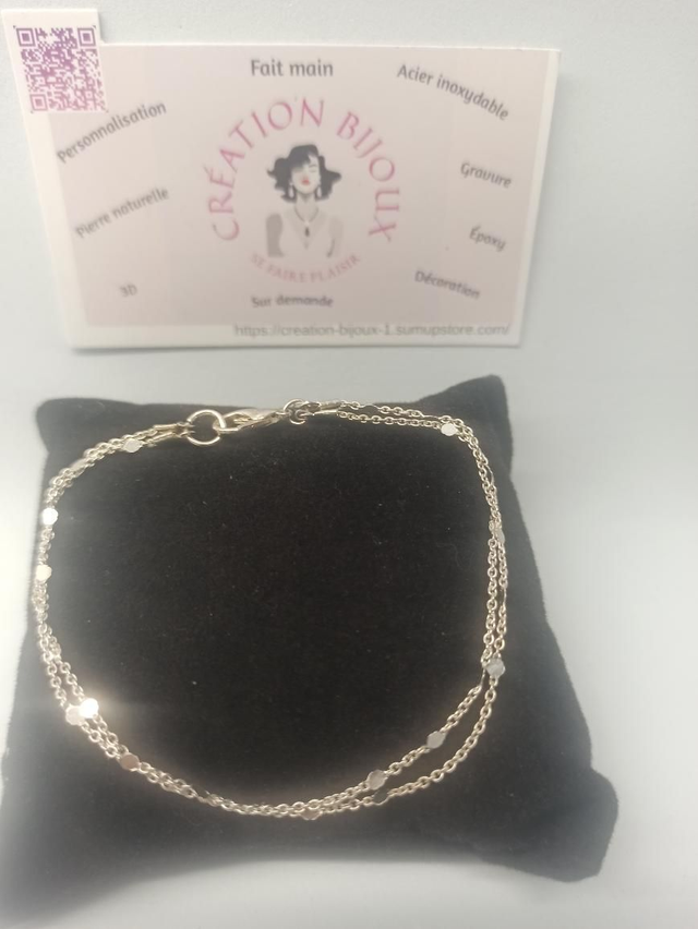 Bracelet double rangs maille plate 