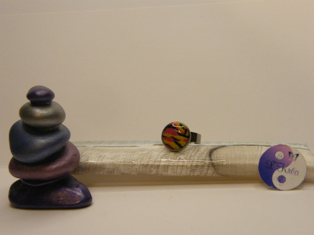 Cabochon Jaune/Rose/Noir