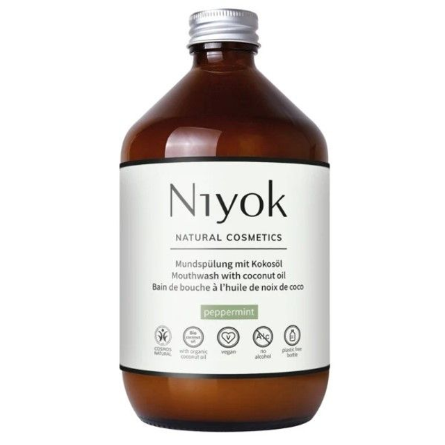 Niyok Mundspülung mit Kokosöl Pfefferminze, 500ml Flasche