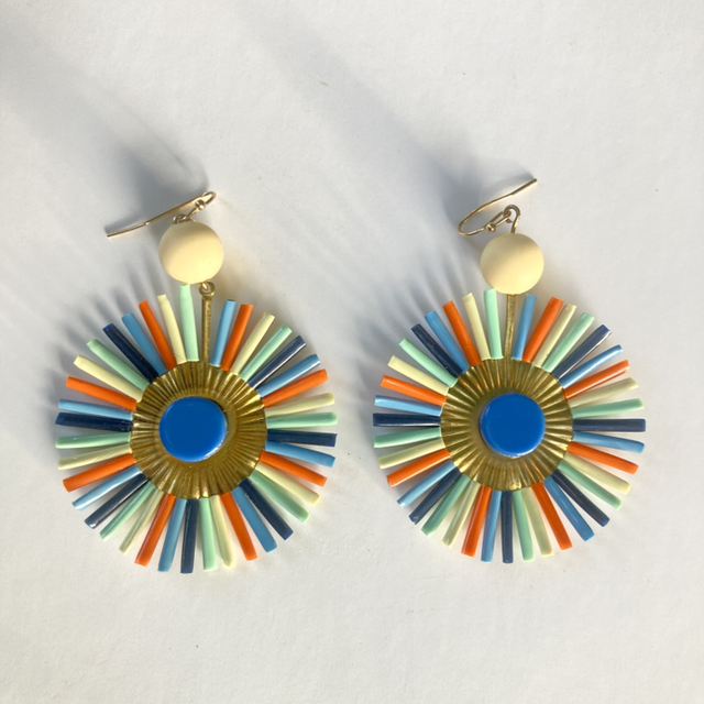 Boucles d’oreille Grand soleil multicolore