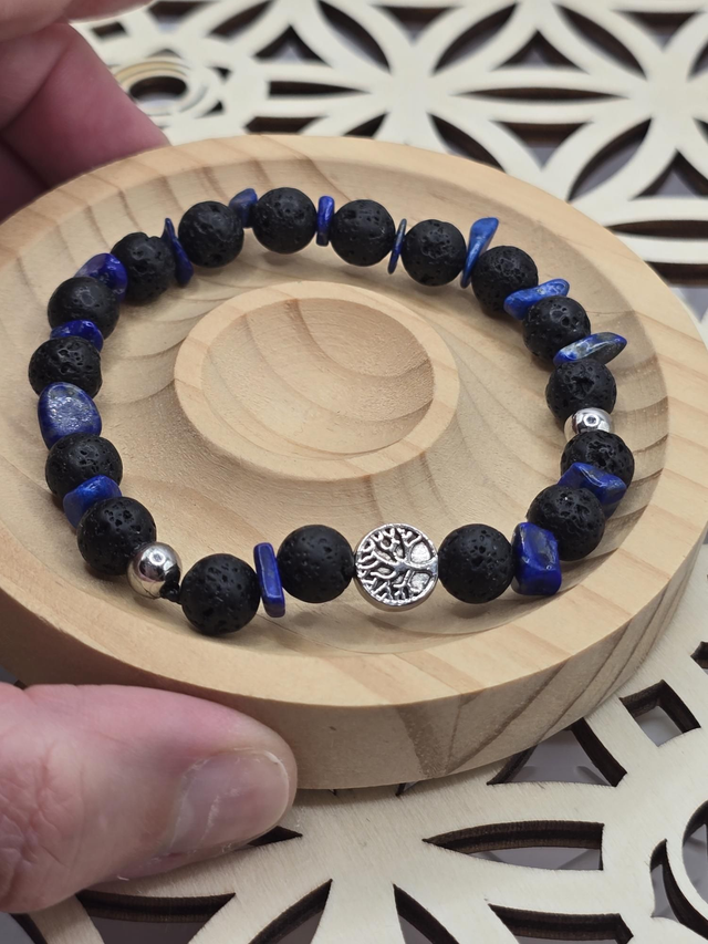 Bracelet Pierre de lave & Lapis lazuli 0,8 cm