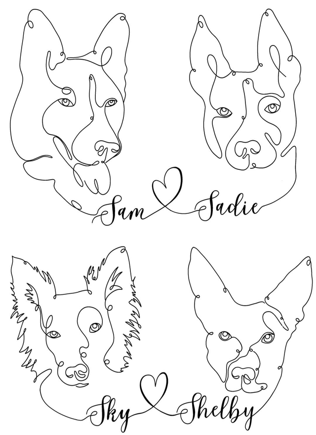 Dog Portrait Line Drawings
