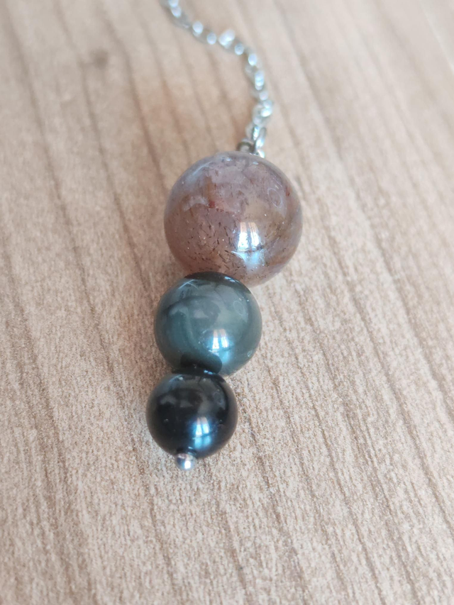 Pendule auralite, obsidienne dorée et onyx 